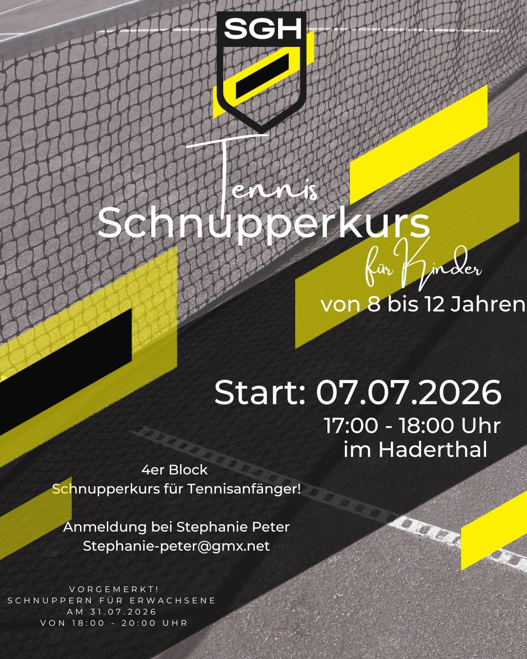 Kinder Tennistraining ab 8 Jahre